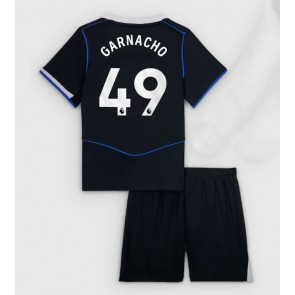 Chelsea Alejandro Garnacho #49 Tredjeställ Barn 2025-26 Kortärmad (+ Korta byxor)